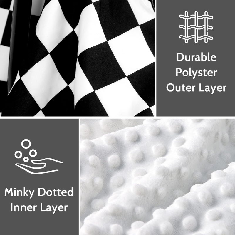 DILIMI Baby Car Seat Cover, Minky Warm Car Seat Covers for Babies, Peekaboo Opening Infant Car Seat Cover, Nursing Cover Carseat Canopy, Black Checkered - Image 2